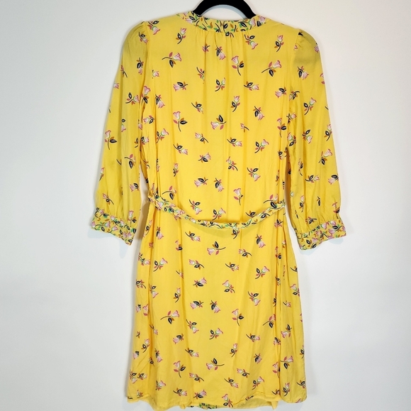 Draper James Women's Floral Button Front V-neck Dress Pastel Yellow Easter Dress - Picture 4 of 9
